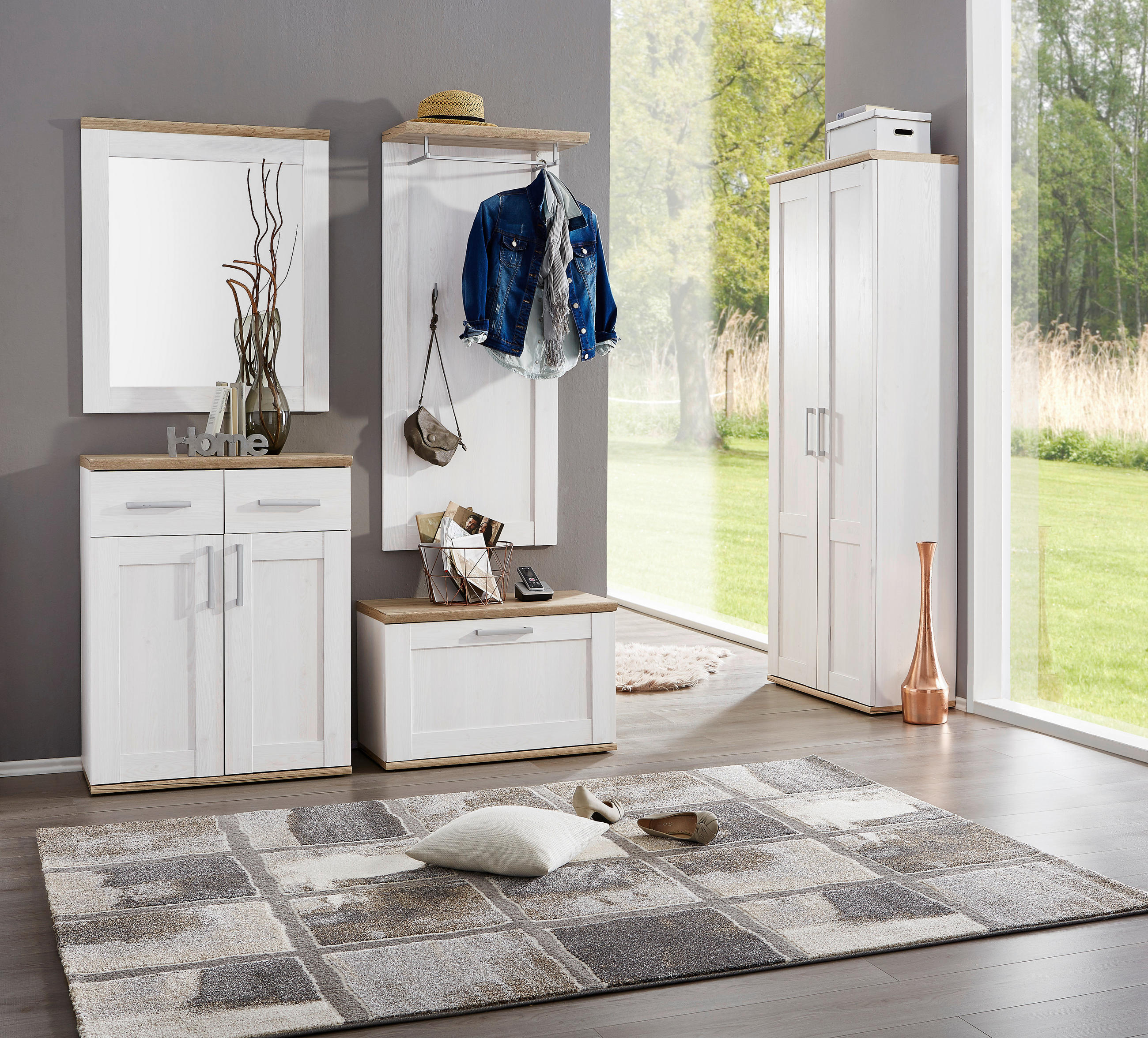 GARDEROBENSCHRANK  in 76/200/38 cm  - Eichefarben/Silberfarben, Design, Holzwerkstoff/Kunststoff (76/200/38cm) - Xora