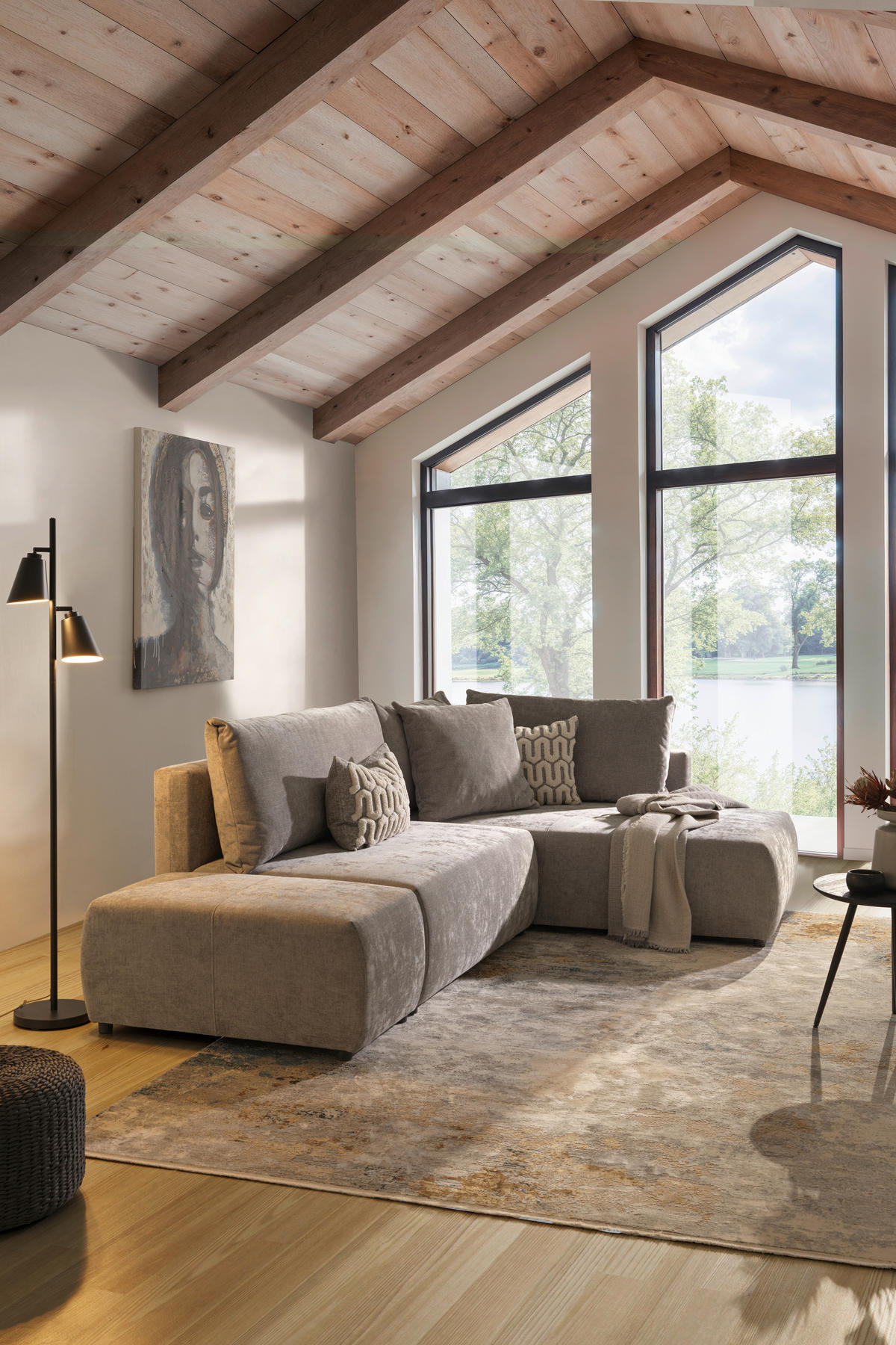 ECKSOFA in Flachgewebe Grau  - Schwarz/Grau, Konventionell, Kunststoff/Textil (295/200cm) - Carryhome