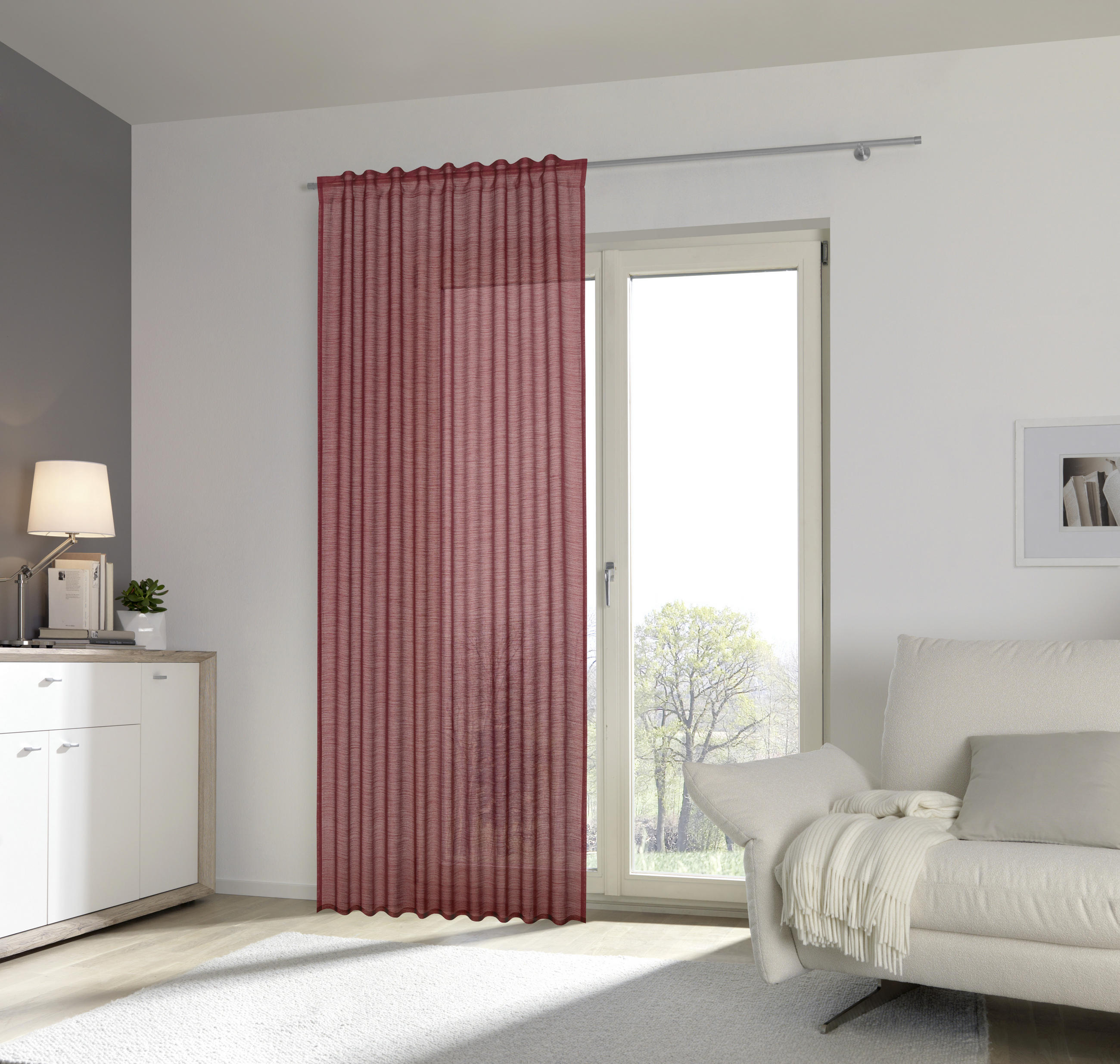 KONČANA ZAVESA  pol prosojno  140/245 cm   - bordo, Basics, tekstil (140/245cm) - Esposa