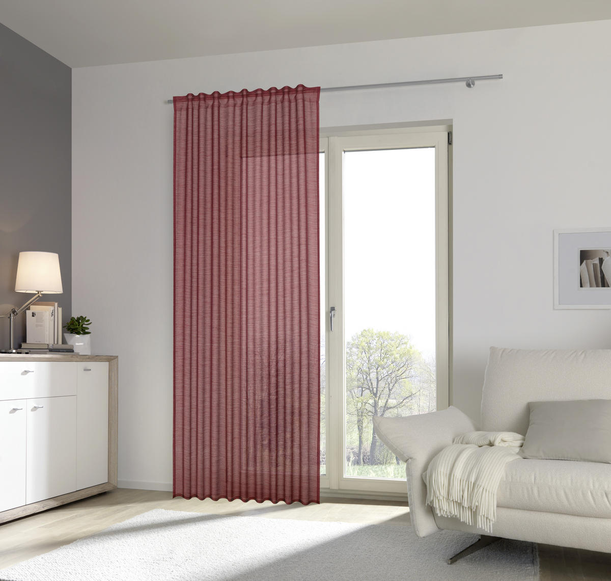 FERTIGVORHANG  halbtransparent  140/245 cm   - Bordeaux, Basics, Textil (140/245cm) - Esposa