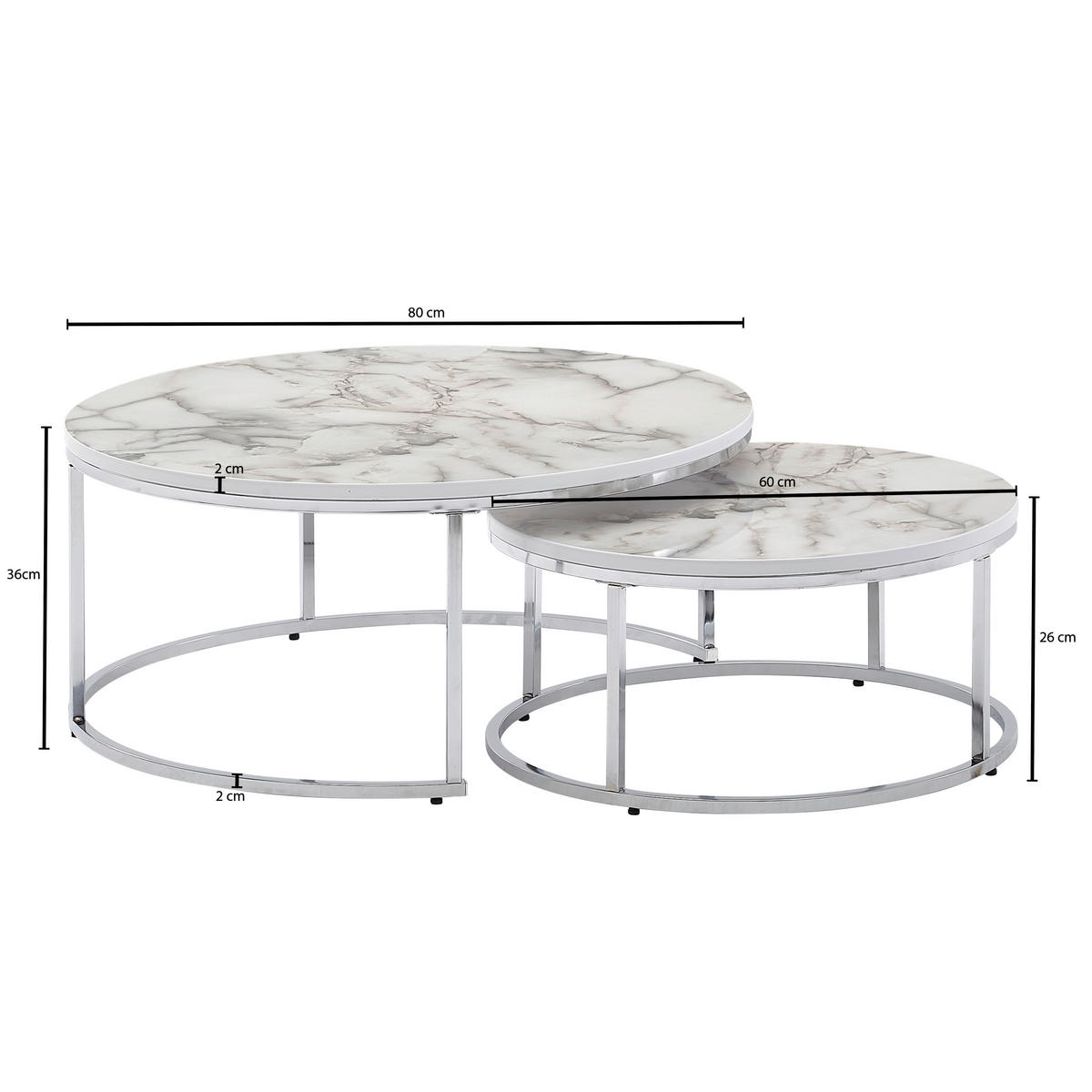 SET MIZ, bela  - srebrne barve/bela, Moderno, kovina/leseni material (80/26/36,6cm) - MID.YOU