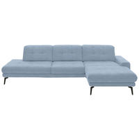 ECKSOFA in Flachgewebe Hellblau  - Schwarz/Hellblau, Design, Textil/Metall (309/190cm) - Beldomo Style