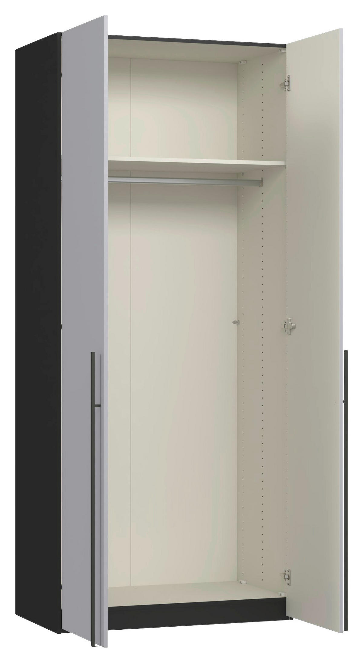 DREHTÜRENSCHRANK 102/236/59 cm,  in Schwarz, Hellgrau, 2-türig  - Titanfarben/Hellgrau, Design, Glas/Holzwerkstoff (102/236/59cm) - Jutzler