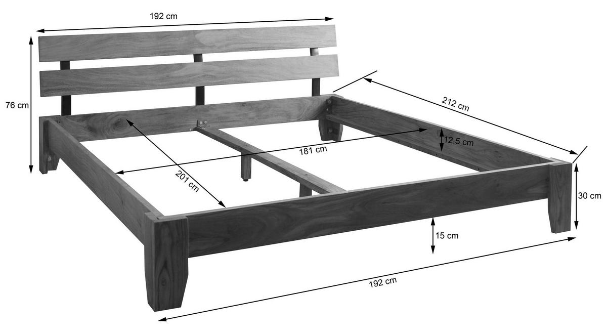 BETT 180/200 cm  in Akaziefarben  - Akaziefarben, MODERN, Holz (180/200cm) - MID.YOU