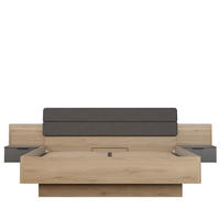 SET KREVETA I NOĆNIH ORMARIĆA   180/200 cm   siva, boje hrasta  - siva/boje hrasta, Moderno, drvni materijal/metal (180/200cm) - Hom`in