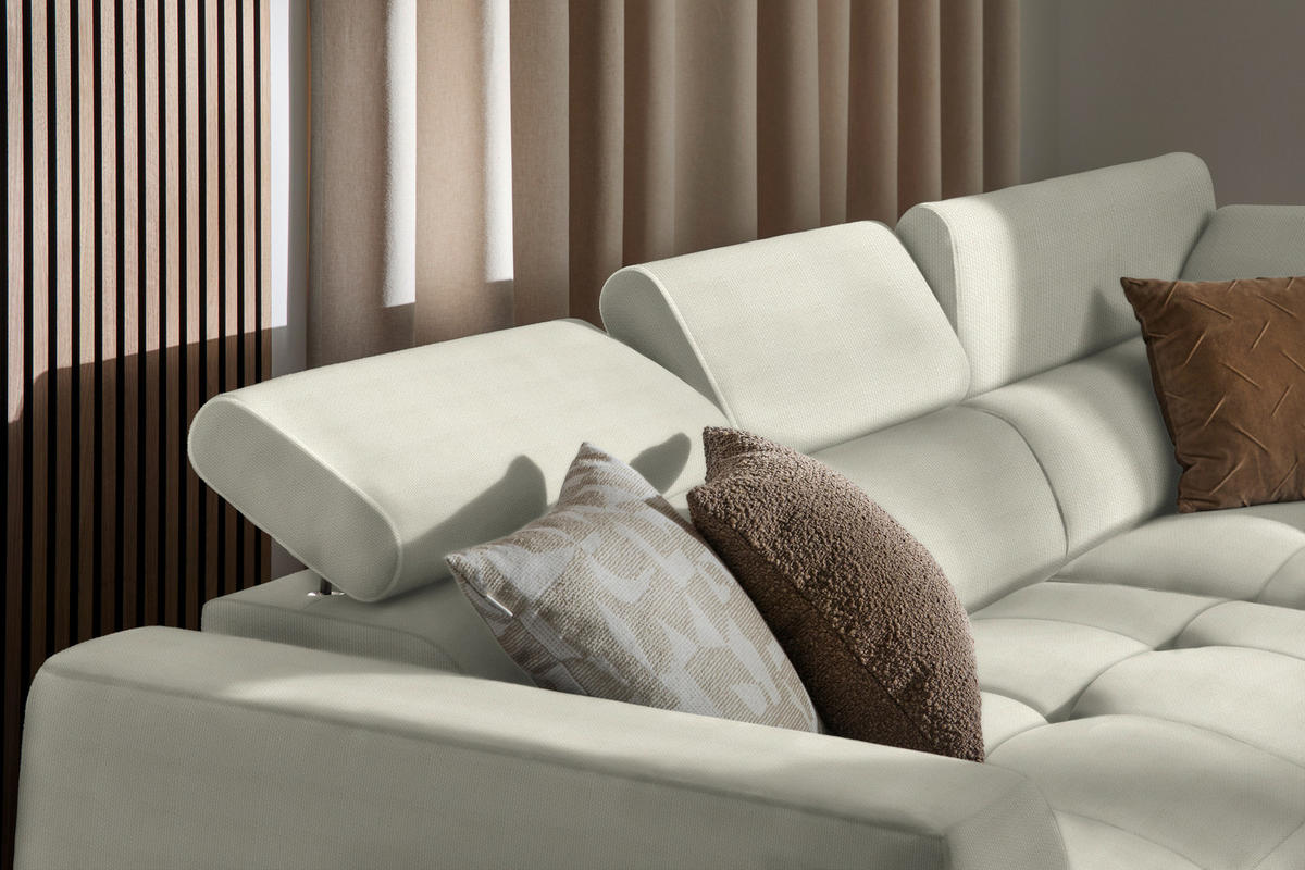 ECKSOFA in Struktur Creme  284/205 cm  - Creme/Schwarz, Design, Kunststoff/Textil (284/205cm) - Xora