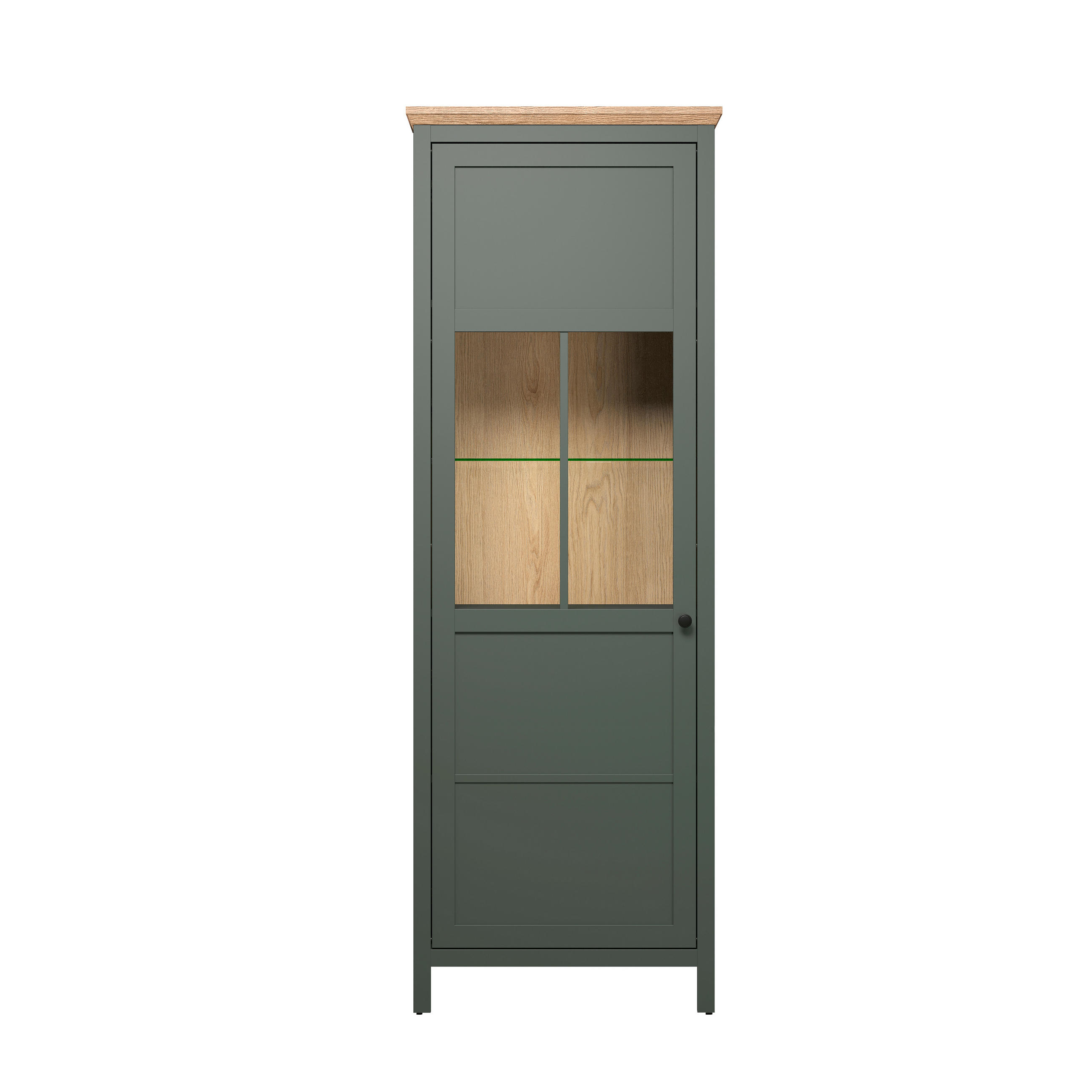 VITRINE STANTON in Waldgrün  - Waldgrün/Schwarz, Design, Glas/Holzwerkstoff (69/198/39cm) - MID.YOU