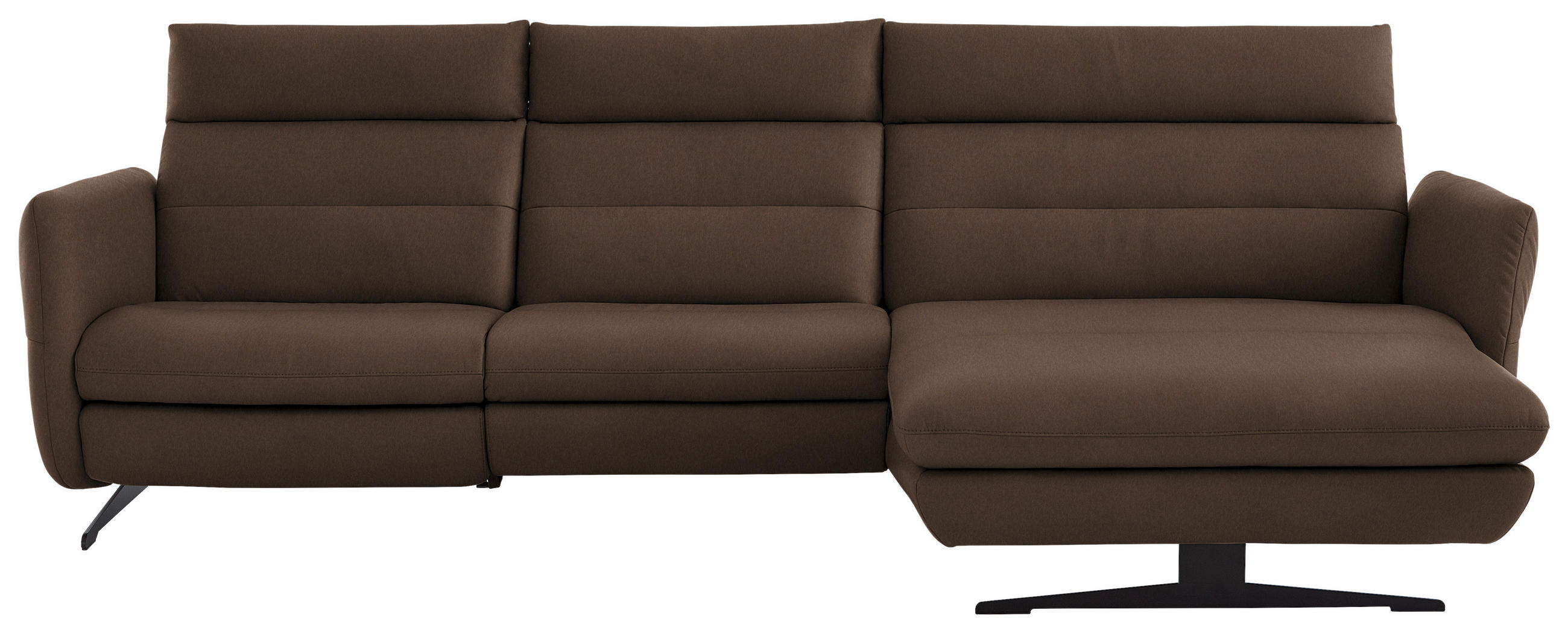 ECKSOFA in Echtleder Braun  - Schwarz/Braun, Design, Leder/Metall (300/157cm) - Dieter Knoll
