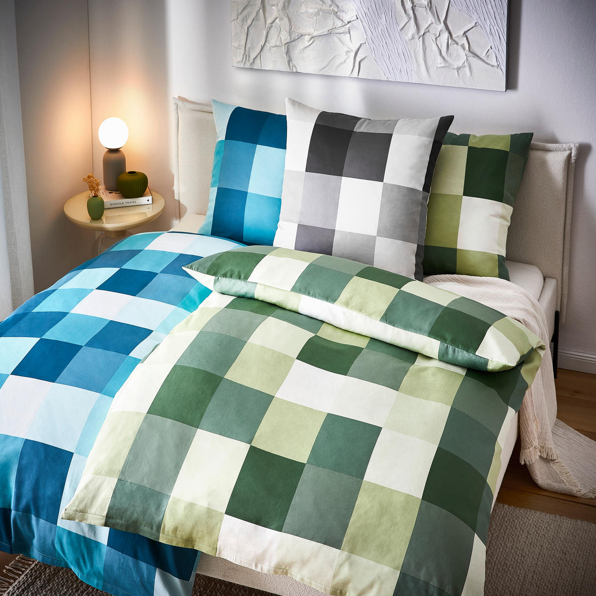 BETTWÄSCHE Beaufiat check Satin 135/200 cm  - Petrol, Textil (135/200cm) - Novel