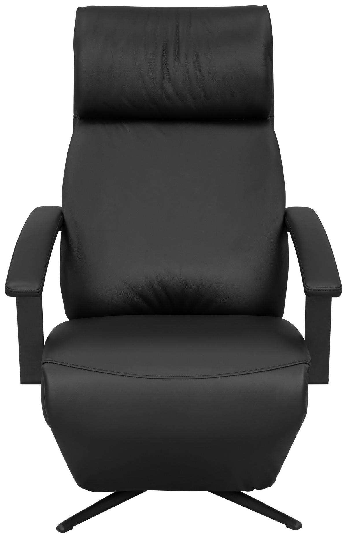 RELAXSESSEL Lederlook Kopfteilverstellung, Sitztiefenverstellung, Fußteilverstellung, Rücken echt    - Schwarz, Design, Textil/Metall (74/115/84cm) - Xora