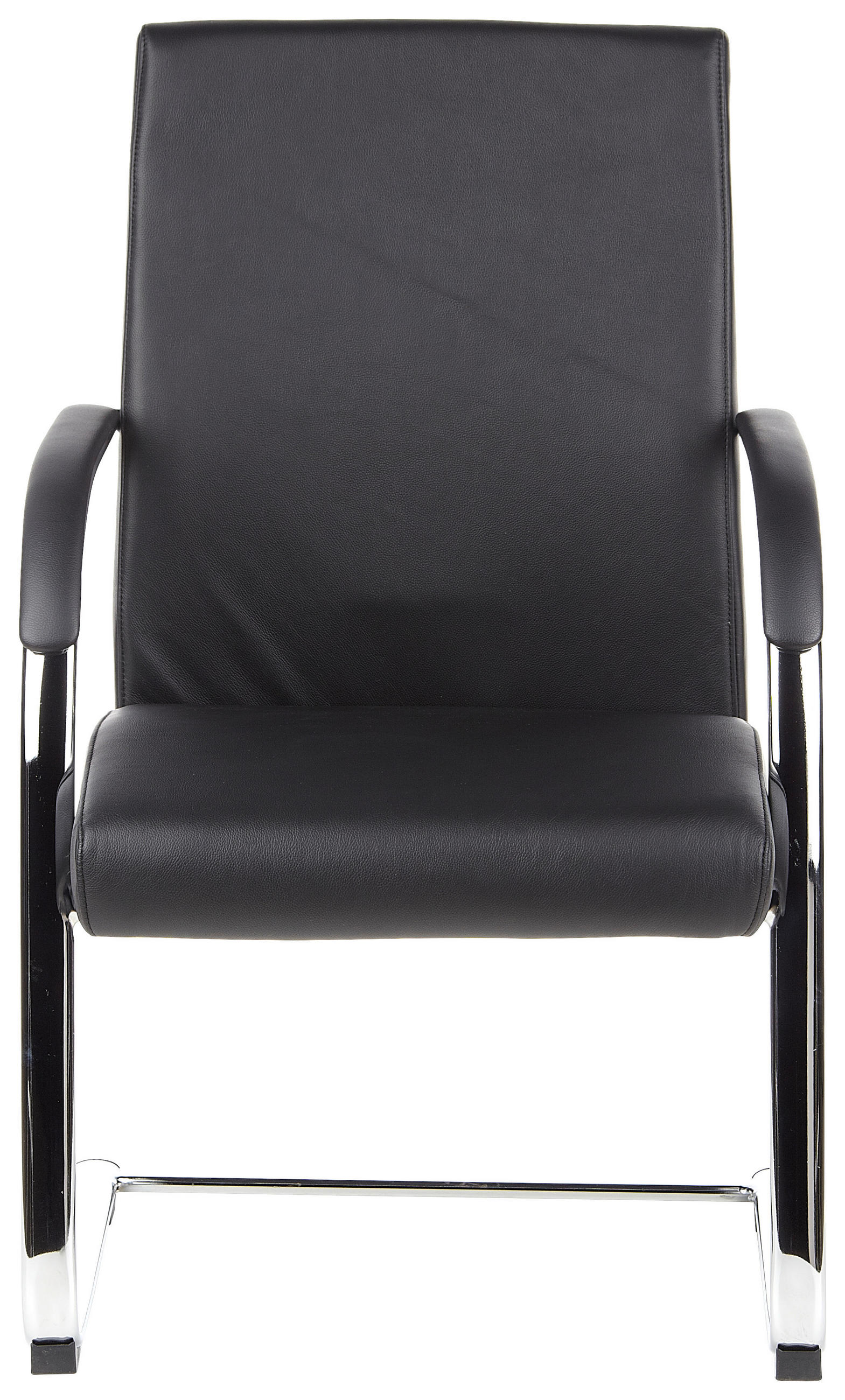 BESUCHERSTUHL Schwarz  - Schwarz/Alufarben, MODERN, Leder/Textil (60/101/49cm) - MID.YOU