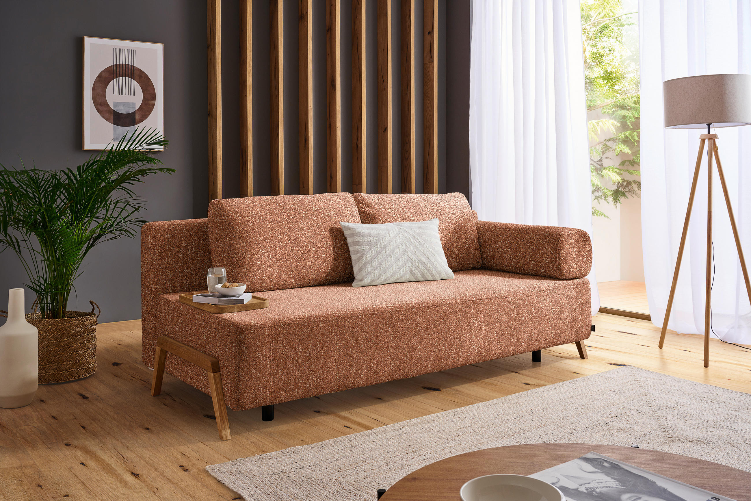SCHLAFSOFA in Holz, Textil Cognac  - Cognac/Naturfarben, Design, Holz/Textil (211/88/102cm) - Niels Andersson