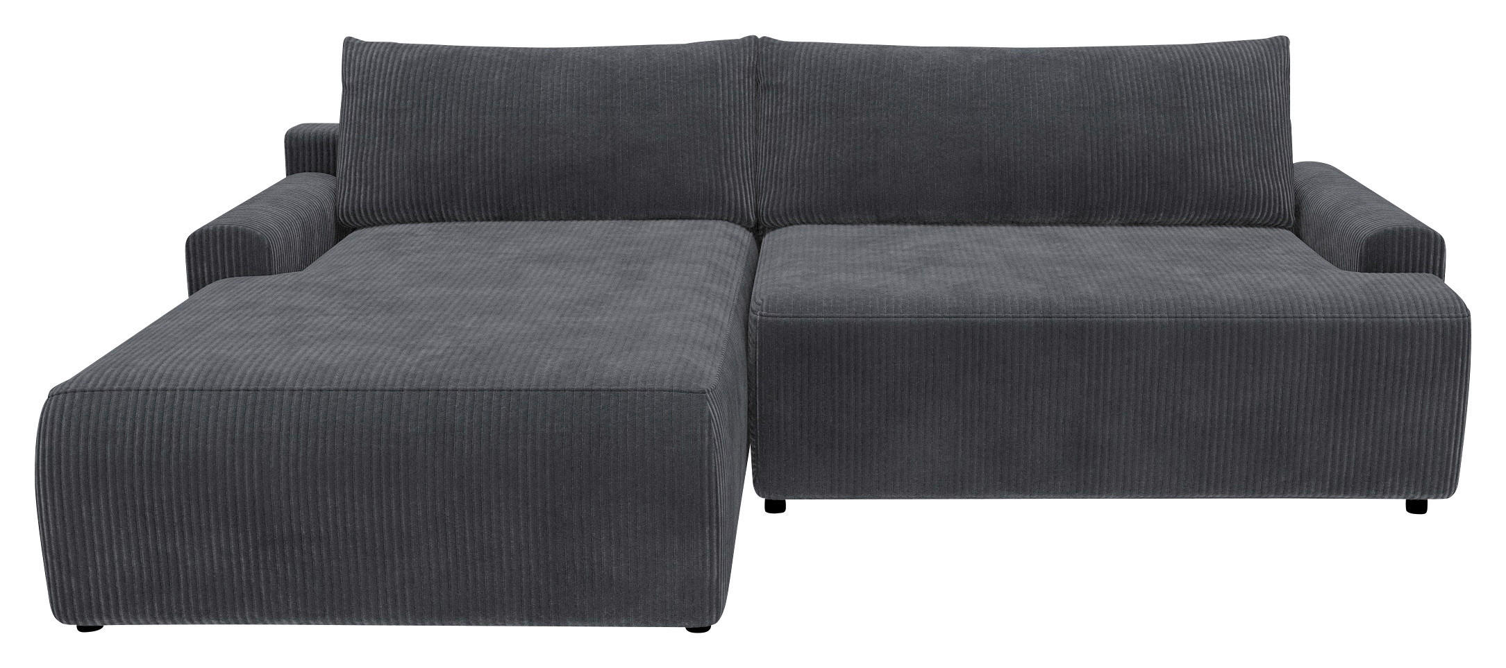 ECKSCHLAFSOFA in Cord Anthrazit  - Anthrazit/Schwarz, Modern, Kunststoff/Textil (167/253cm) - Trendmanufaktur