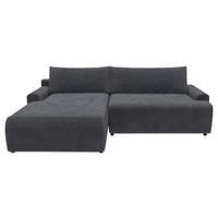 ECKSCHLAFSOFA in Cord Anthrazit  - Anthrazit/Schwarz, Modern, Kunststoff/Textil (167/253cm) - Trendmanufaktur