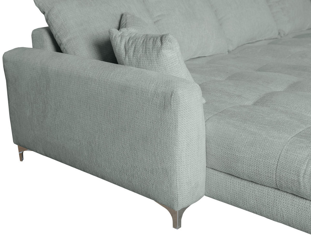 ECKSOFA Grau Chenille  - Chromfarben/Grau, KONVENTIONELL, Textil/Metall (227/329cm) - Carryhome