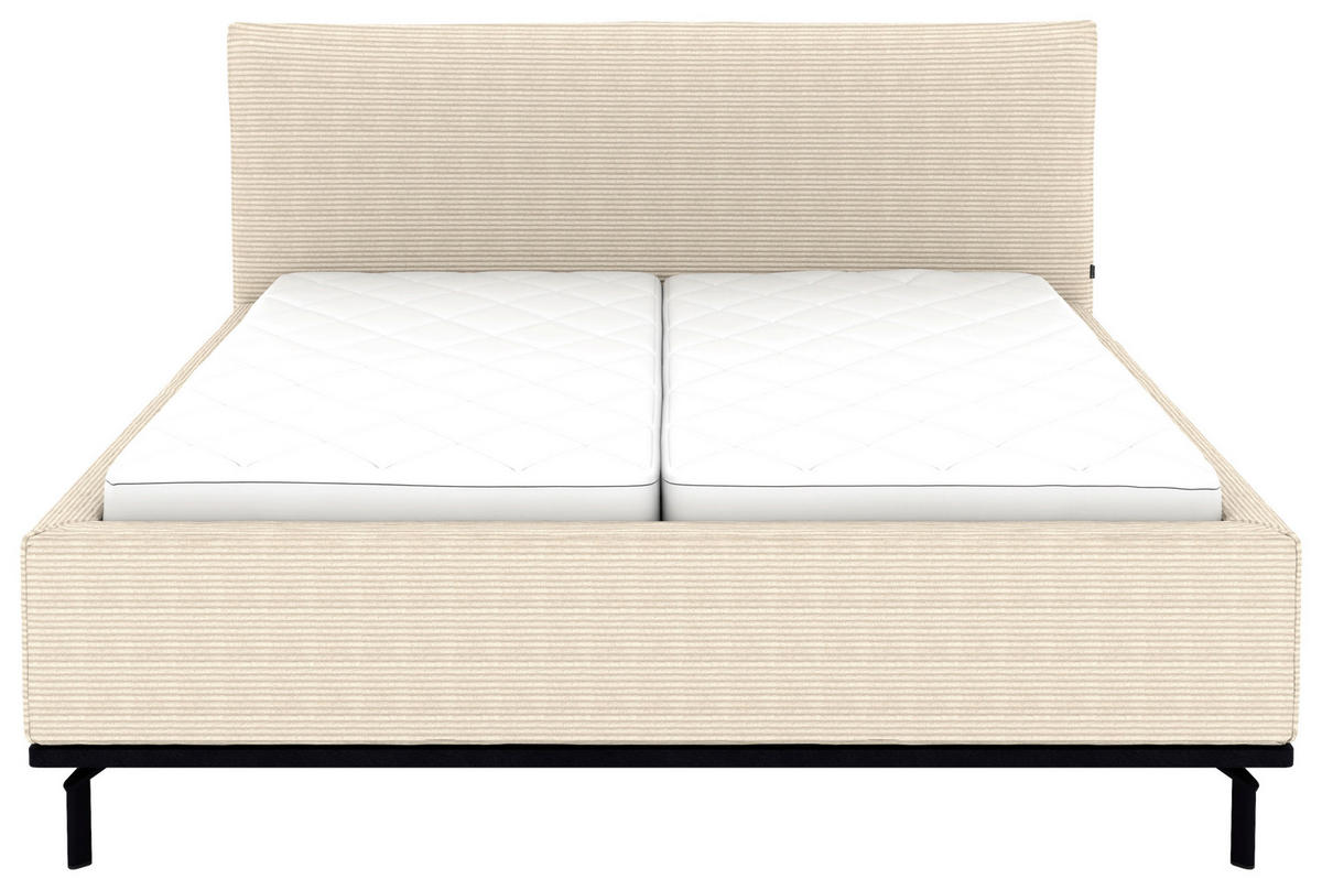 POLSTERBETT Matratze, Lattenrost, Bettkasten 180/200 cm  in Creme  - Creme/Graphitfarben, Design, Holz/Textil (180/200cm) - Musterring