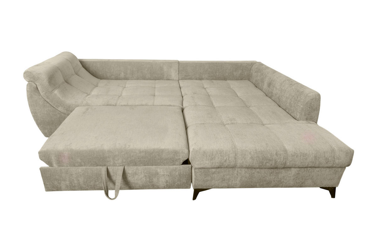 ECKSOFA LIVANO Beige Chenille Liegefläche im Originalstoff  - Beige/Schwarz, Design, Textil/Metall (250/190cm) - P & B