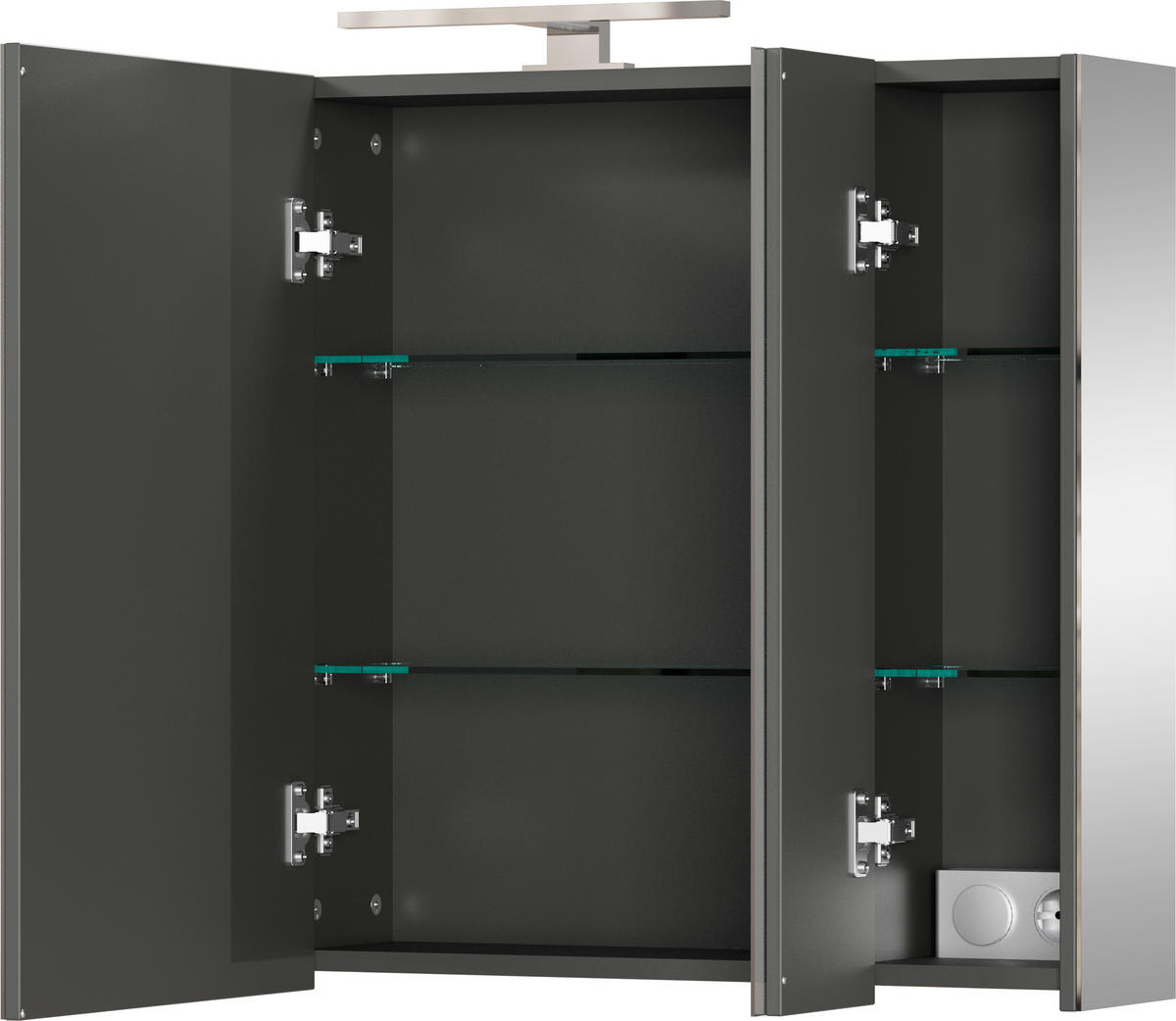 SPIEGELSCHRANK 80/71/23 cm  - Silberfarben/Graphitfarben, MODERN, Glas/Holzwerkstoff (80/71/23cm) - Xora