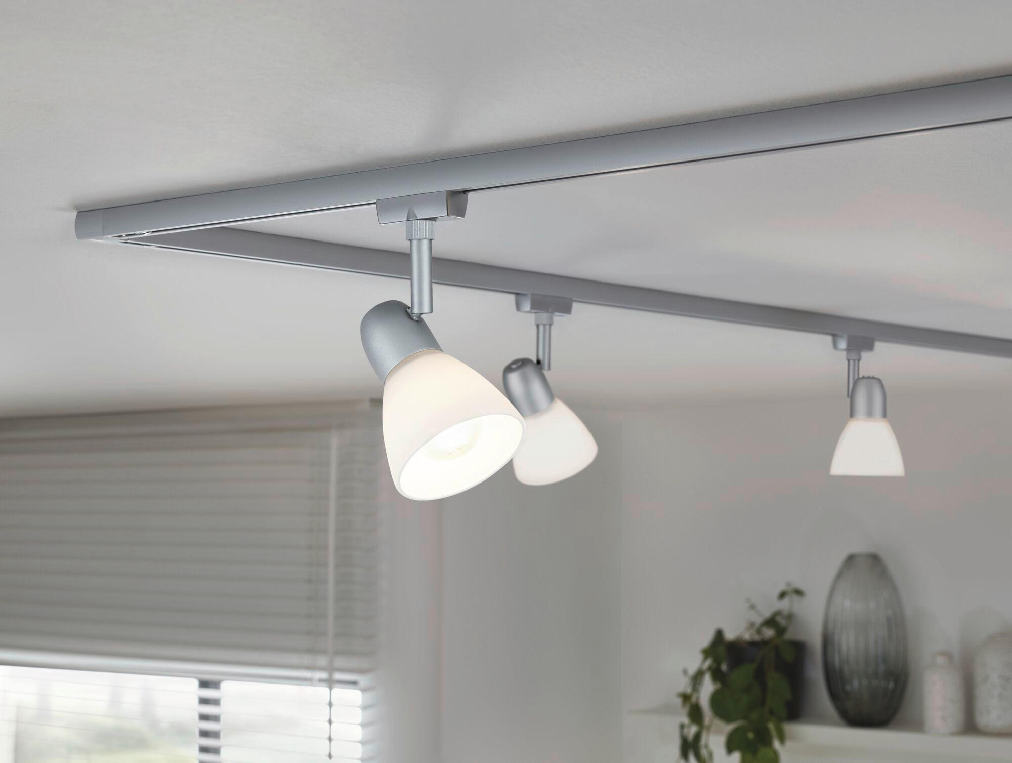 SCHIENENSYSTEM-STRAHLER - Chromfarben/Opal, Design, Glas/Metall (8,3/14,8cm) - Paulmann