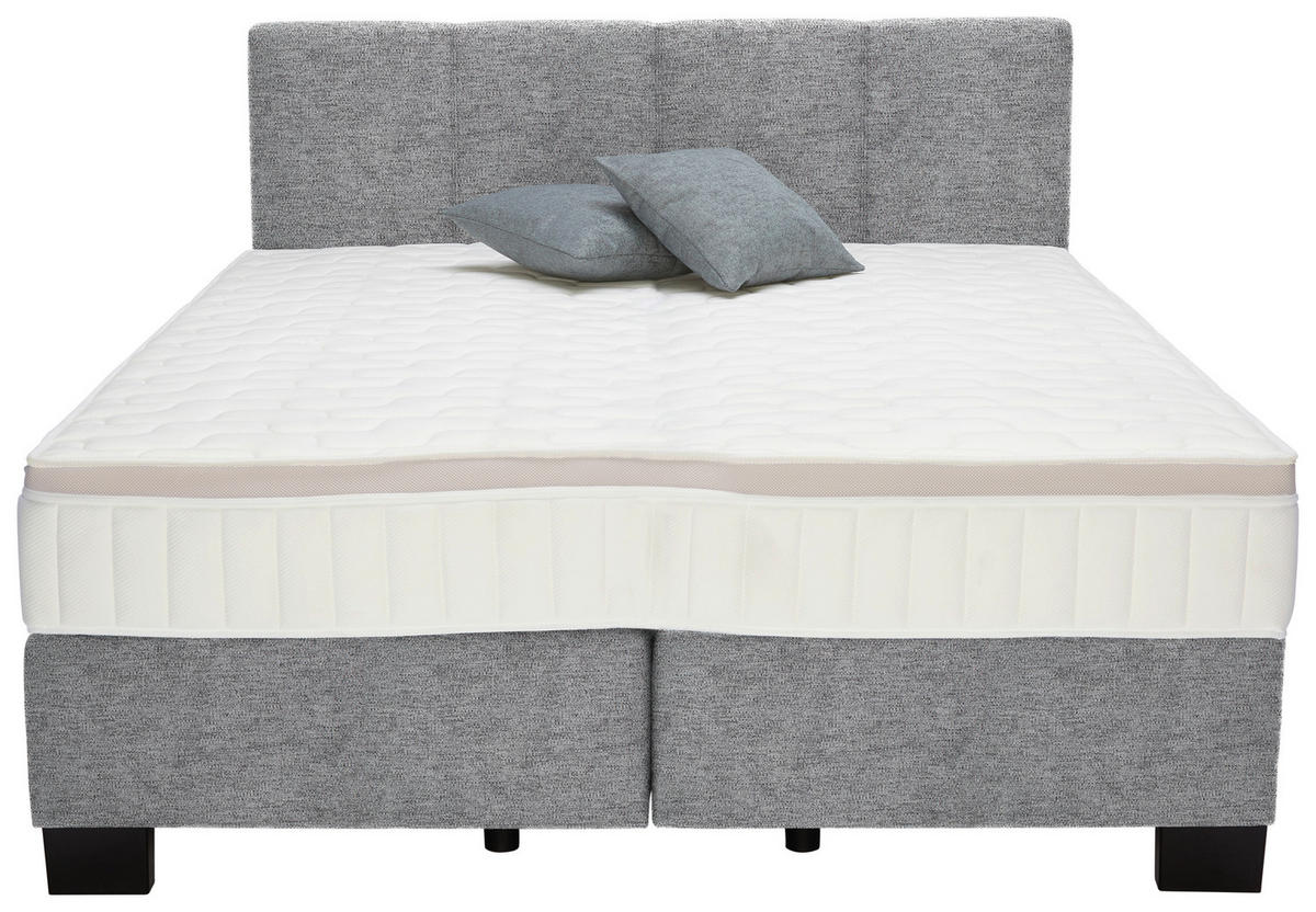 BOXSPRINGBETT 160/200 cm  in Grau  - Schwarz/Grau, Design, Kunststoff/Textil (160/200cm) - Hom`in