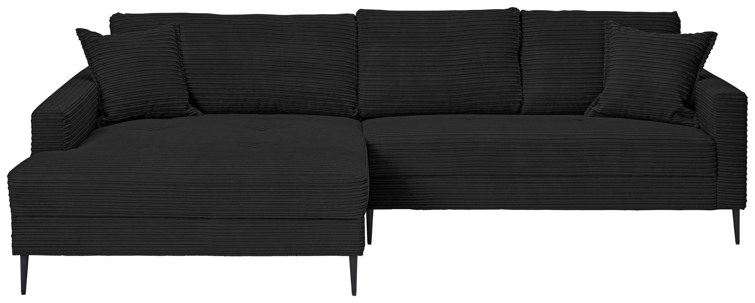 ECKSOFA Schwarz Cord  - Schwarz, KONVENTIONELL, Textil/Metall (173/276cm) - Carryhome