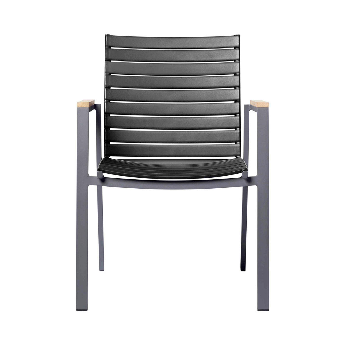 STAPELSTUHL Teakfarben, Schwarz, Anthrazit  - Anthrazit/Schwarz, KONVENTIONELL, Holz/Kunststoff (56,5/84/62cm) - Gardenson