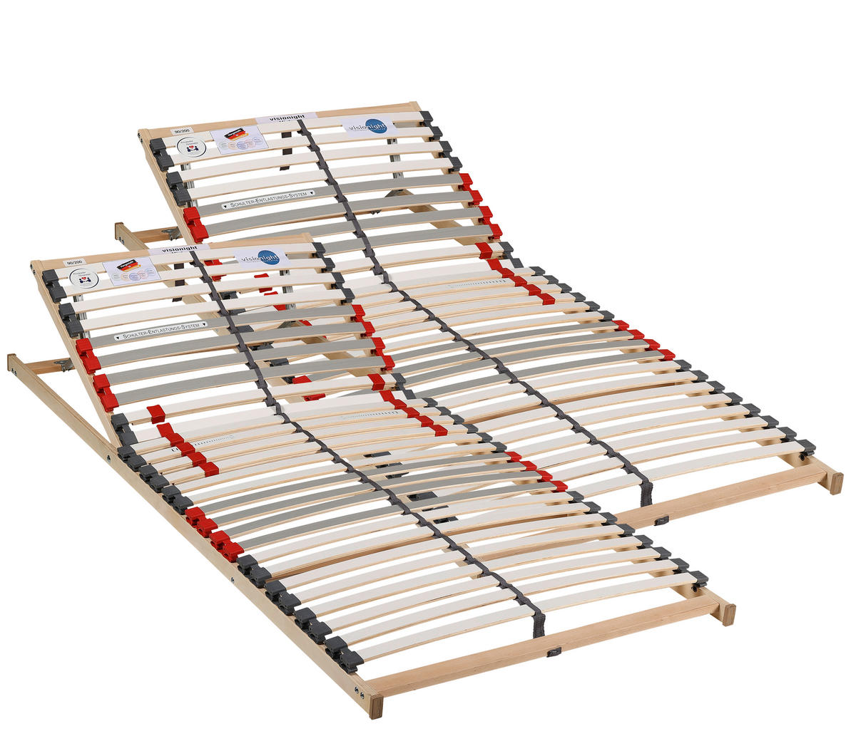 LATTENROSTSET 180/200 cm Kopfteil verstellbar, Birke, Buche  - Naturfarben/Weiß, Basics, Holz/Kunststoff (180/200cm) - Visionight