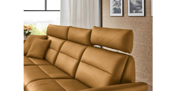 ECKSOFA in Echtleder Currygelb 169/298 cm - Currygelb/Schwarz, Design, Leder/Metall (169/298cm) - Dieter Knoll