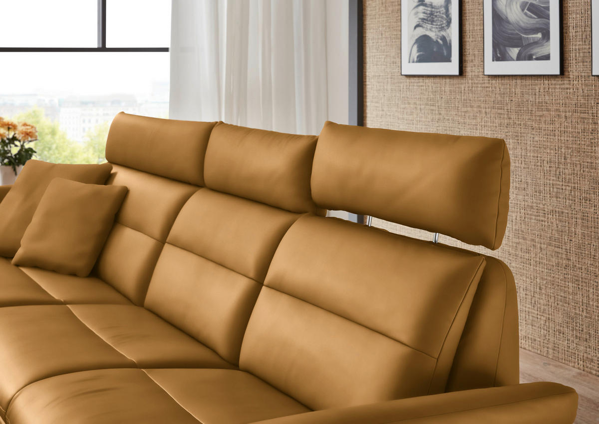 ECKSOFA in Echtleder Currygelb  - Currygelb/Schwarz, Design, Leder/Metall (169/298cm) - Dieter Knoll