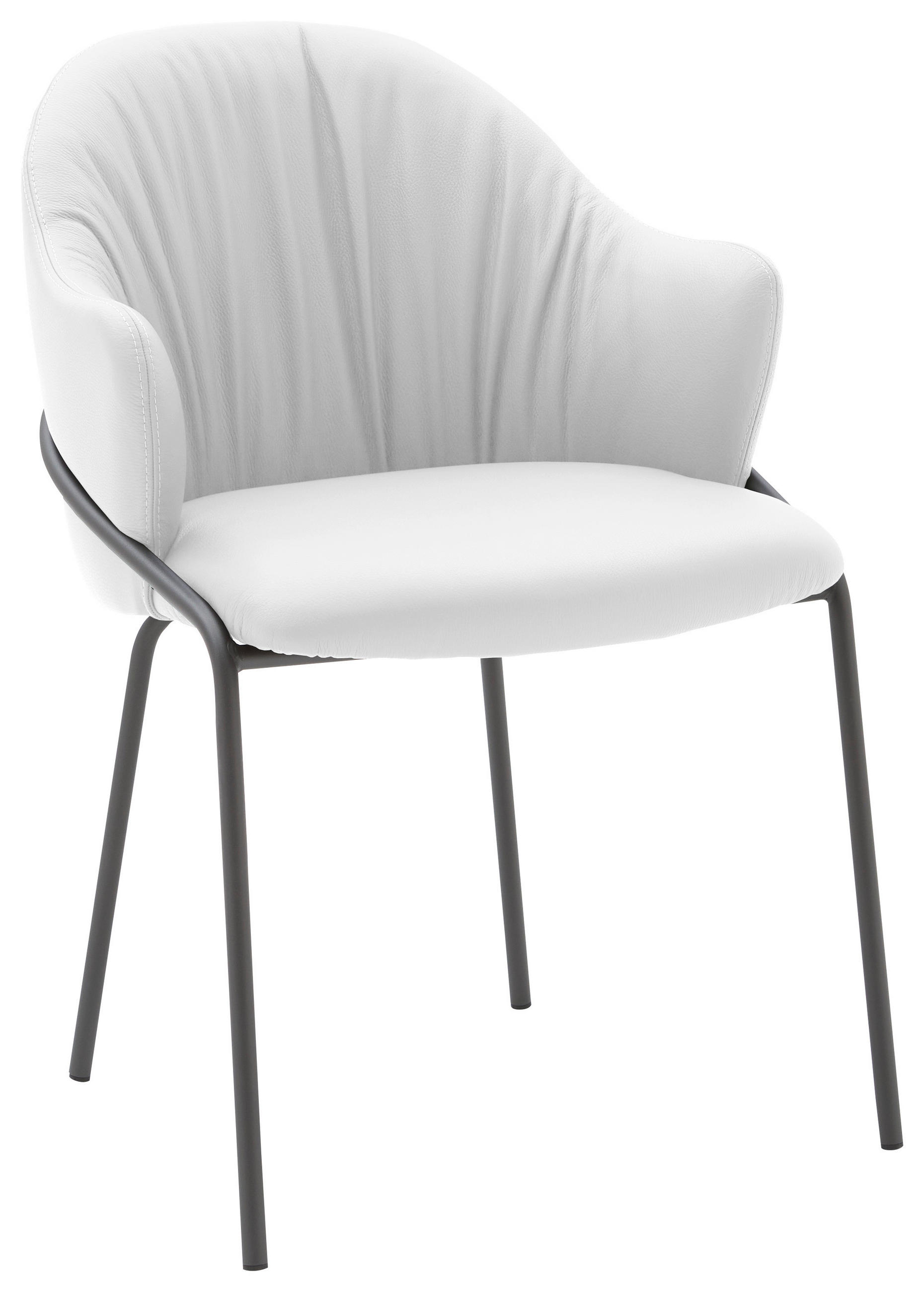 ARMLEHNSTUHL  Lederauswahl, Gestellauswahl  Echtleder  - Anthrazit/Weiß, Design, Leder (55/84/55cm) - Belluti