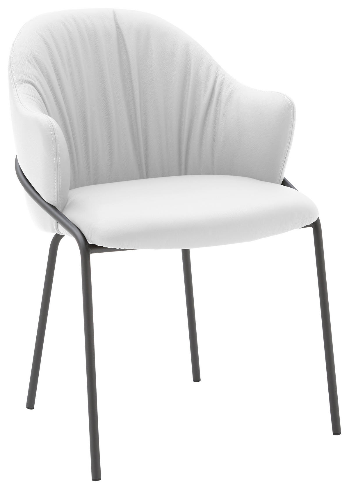 ARMLEHNSTUHL  Lederauswahl, Gestellauswahl  Echtleder  - Anthrazit/Weiß, Design, Leder (55/84/55cm) - Belluti