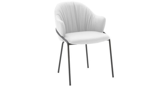 ARMLEHNSTUHL  Lederauswahl, Gestellauswahl  Echtleder  - Anthrazit/Weiß, Design, Leder (55/84/55cm) - Belluti