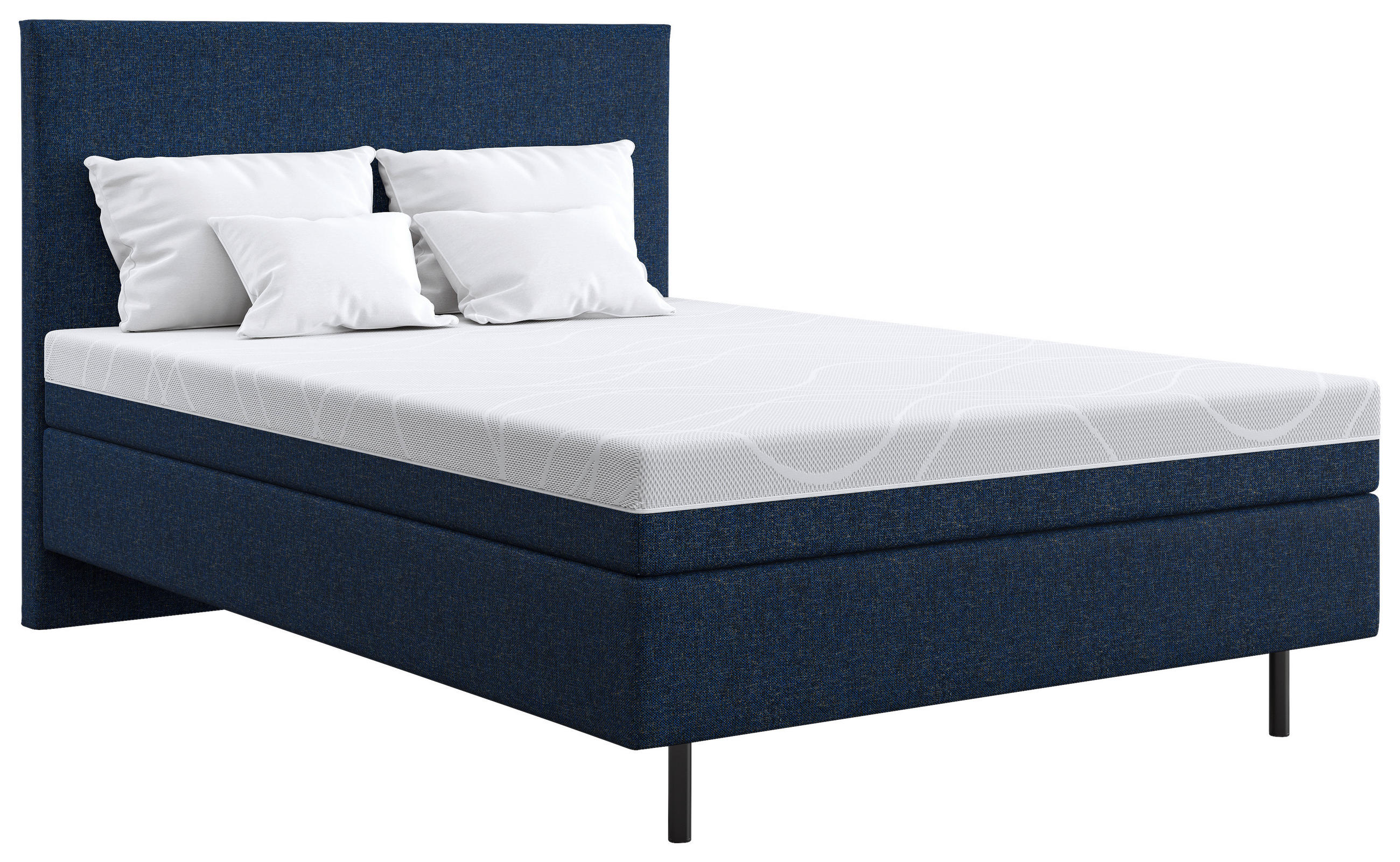 BOXSPRINGBETT 140/200 cm  in Blau  - Blau/Schwarz, Basics, Textil/Metall (140/200cm) - Schlaraffia
