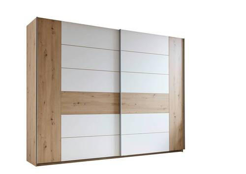 SCHWEBETÜRENSCHRANK 270/210/60 cm 2-türig Weiß, Eiche Artisan  - Silberfarben/Weiß, KONVENTIONELL, Holzwerkstoff/Metall (270/210/60cm) - Xora