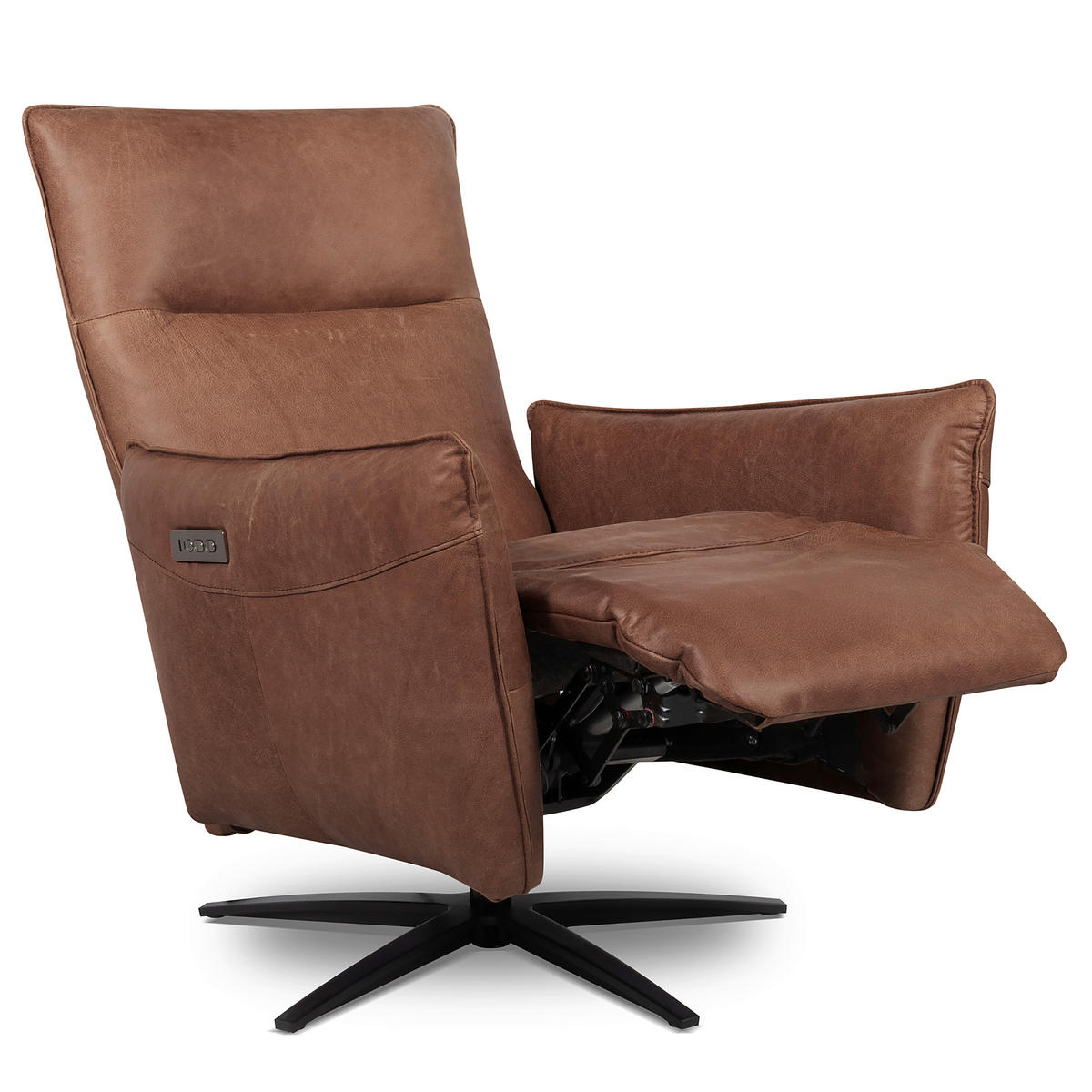 RELAXSESSEL in Leder Rotbraun  - Rotbraun/Schwarz, Design, Leder/Metall (77/107/88cm) - Livetastic
