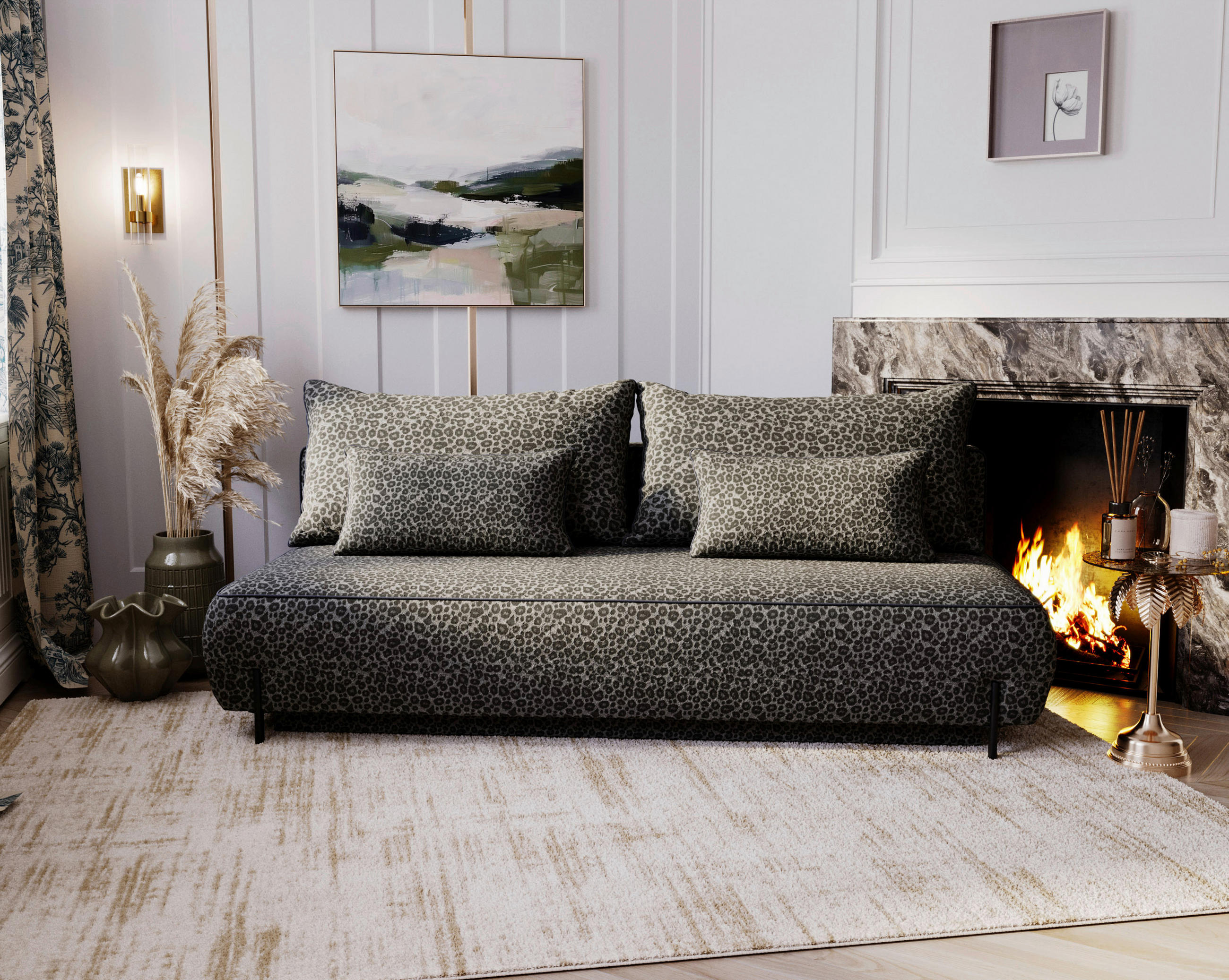 SCHLAFSOFA Jacquard Dunkelgrau  - Dunkelgrau/Schwarz, Design, Textil/Metall (212/90/95cm) - Livetastic