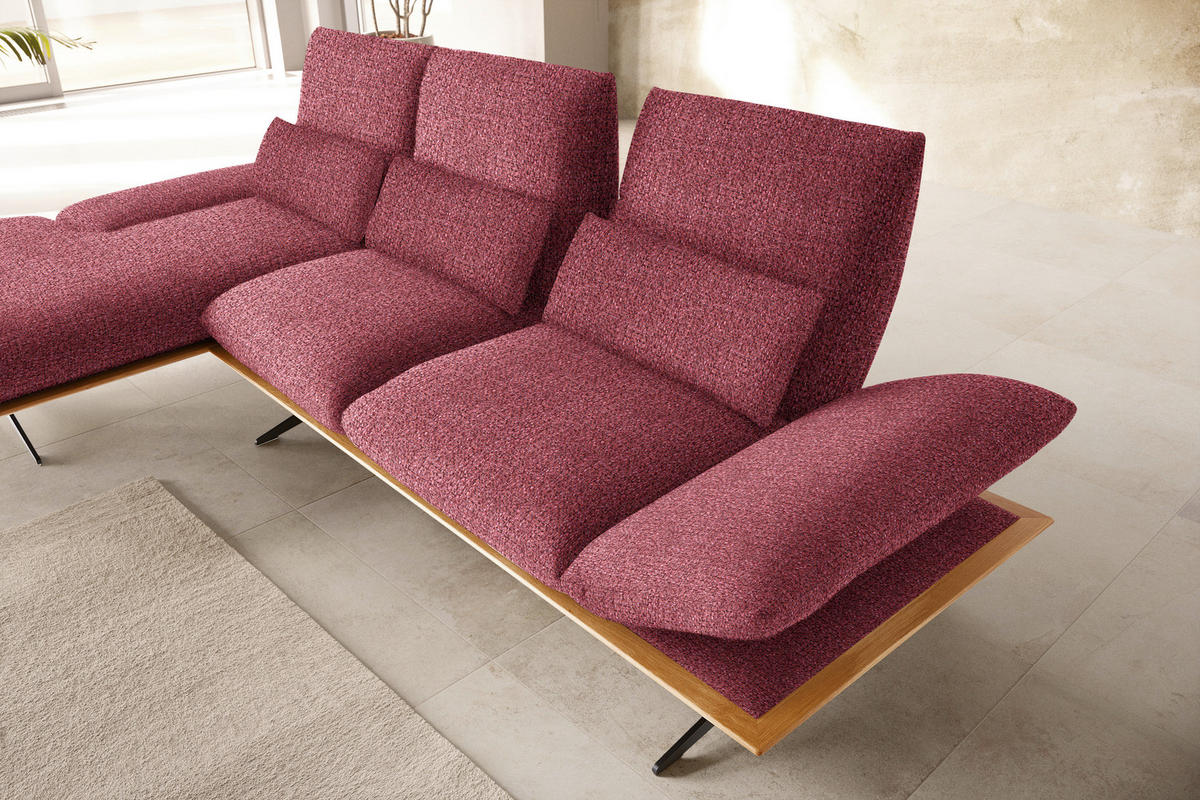 ECKSOFA in Flachgewebe Rot  - Rot/Schwarz, Design, Holz/Textil (159/314cm) - Dieter Knoll