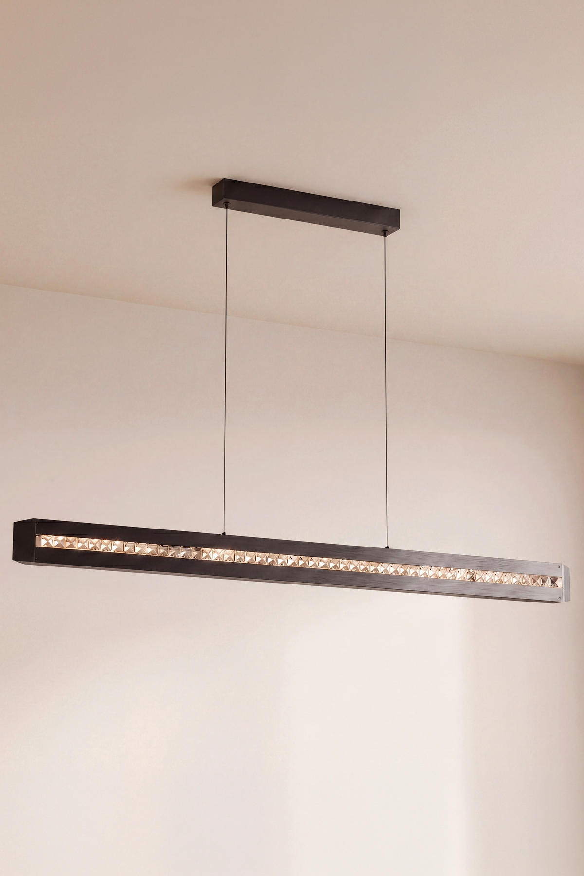 LED-HÄNGELEUCHTE Banda 115/6,5/150 cm   - Schwarz, Design, Glas/Metall (115/6,5/150cm) - Brilliant