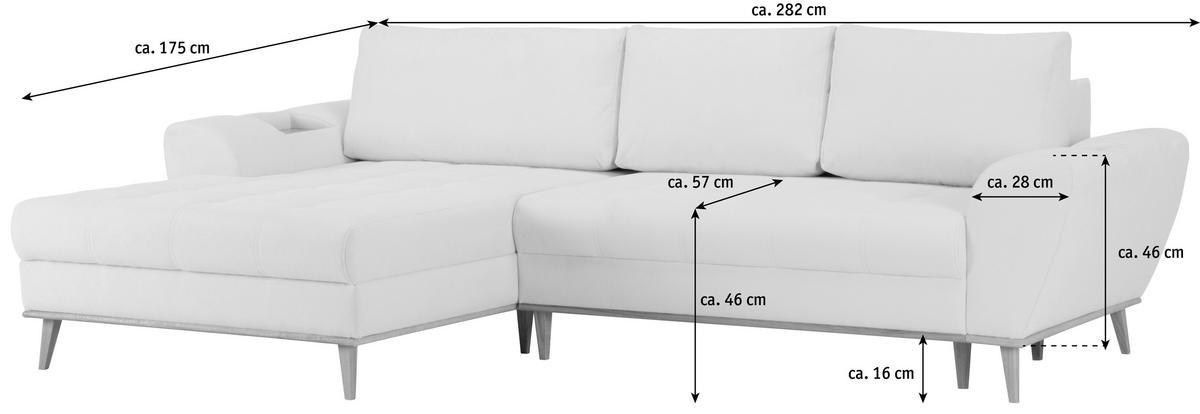 ECKSOFA in Webstoff Olivgrün  - Eichefarben/Olivgrün, Design, Holz/Textil (175/282cm) - Carryhome