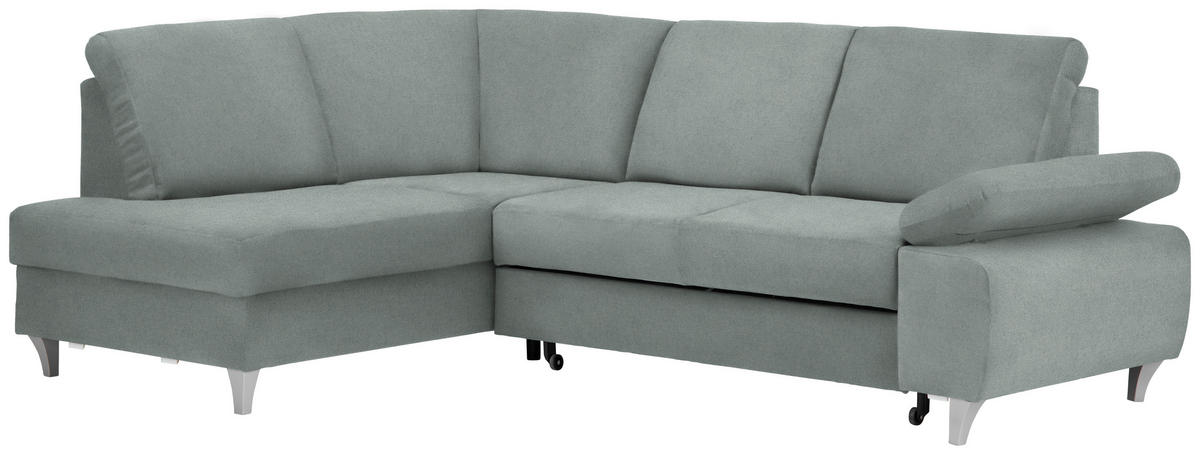ECKSOFA in Flachgewebe Hellgrau  - Silberfarben/Hellgrau, Konventionell, Holz/Textil (186/255cm) - Cantus