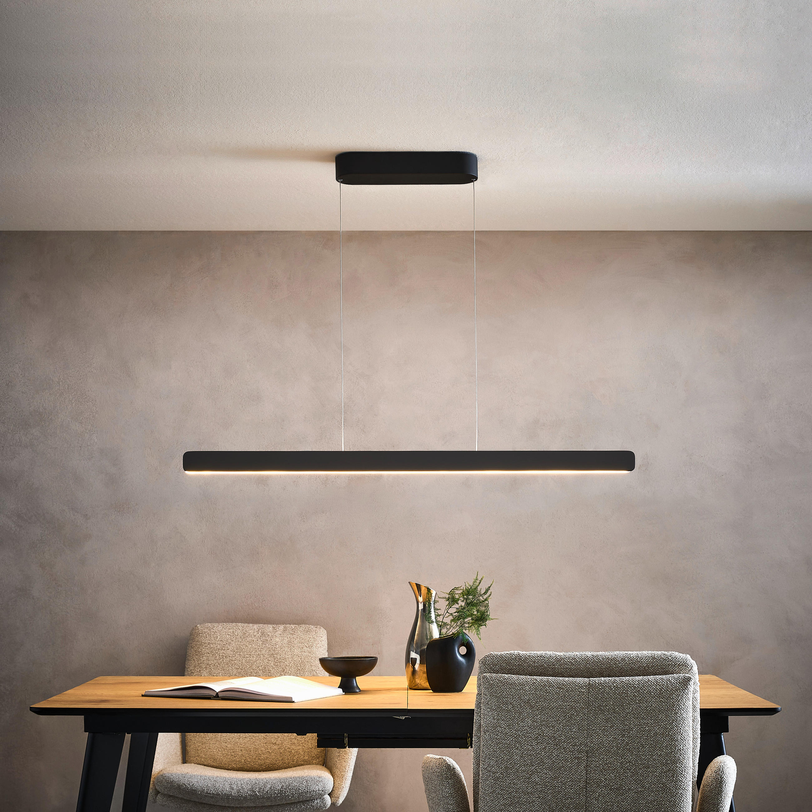 ZÁVĚSNÉ LED SVÍTIDLO, 110/9/60-180 cm  - černá/antracitová, Basics, kov/plast (110/9/60-180cm) - Novel