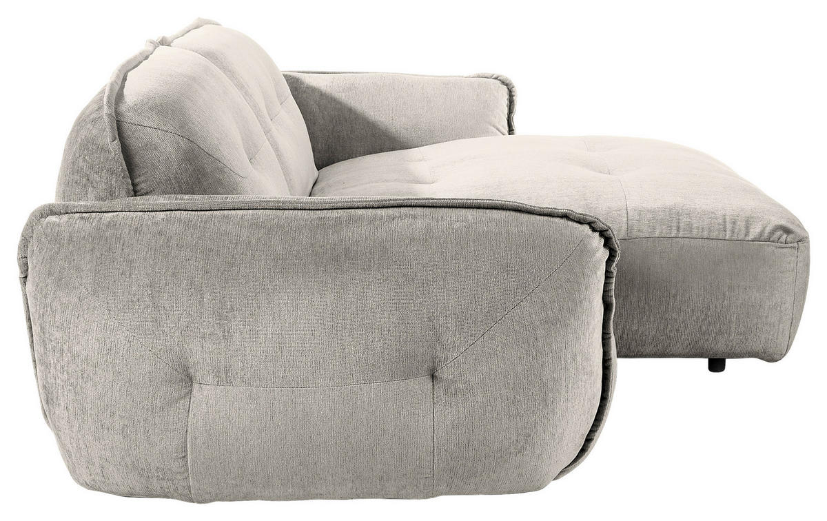 ECKSOFA in Chenille Silberfarben  - Silberfarben/Schwarz, Modern, Kunststoff/Textil (269/184cm) - Trendmanufaktur