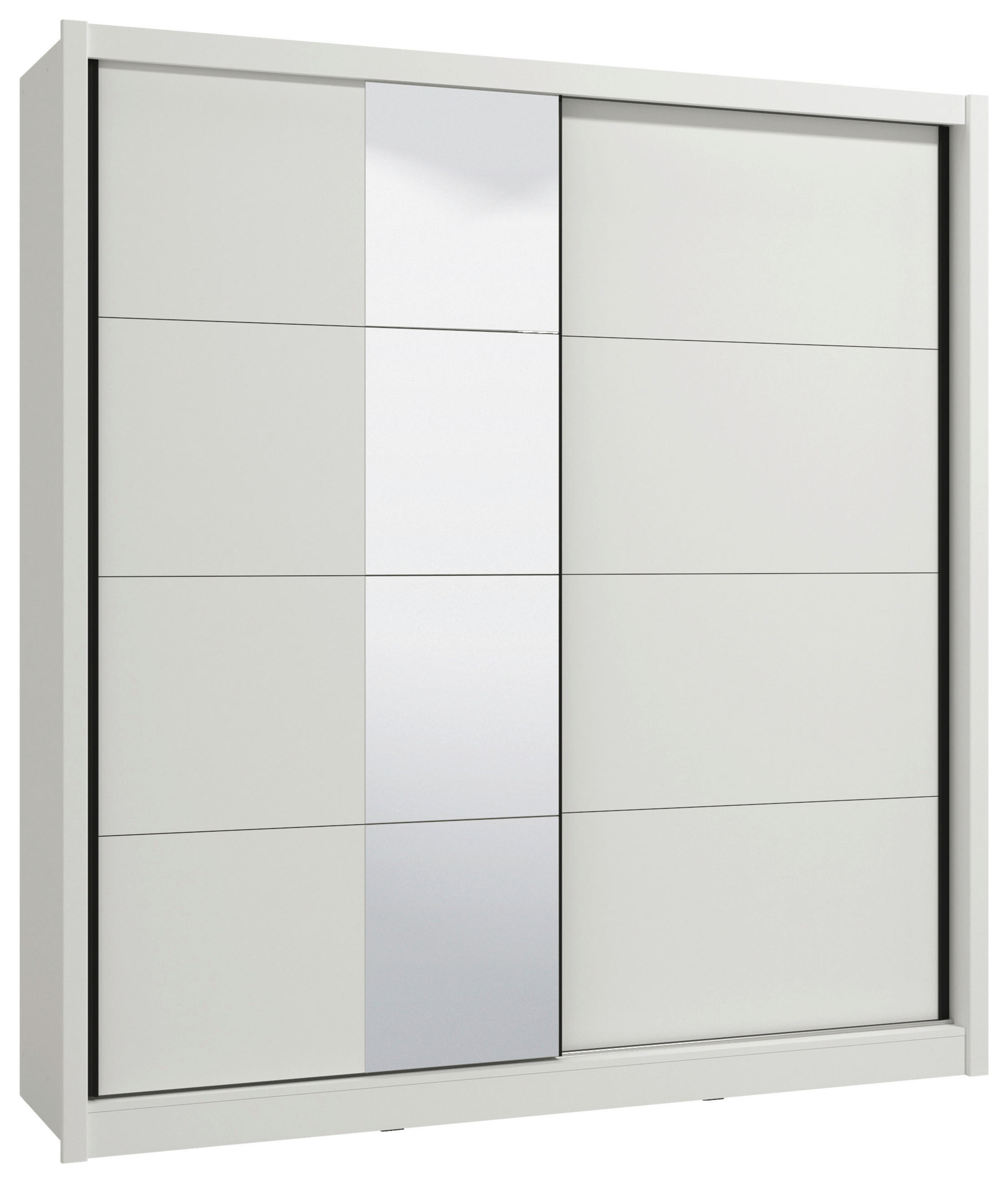 SCHIEBETÜRENSCHRANK 205/215,5/60 cm 2-türig Weiß  - Schwarz/Weiß, MODERN, Holzwerkstoff/Metall (205/215,5/60cm) - MID.YOU