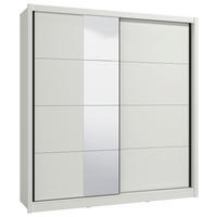 SCHIEBETÜRENSCHRANK 205/215,5/60 cm 2-türig Weiß  - Schwarz/Weiß, MODERN, Holzwerkstoff/Metall (205/215,5/60cm) - MID.YOU