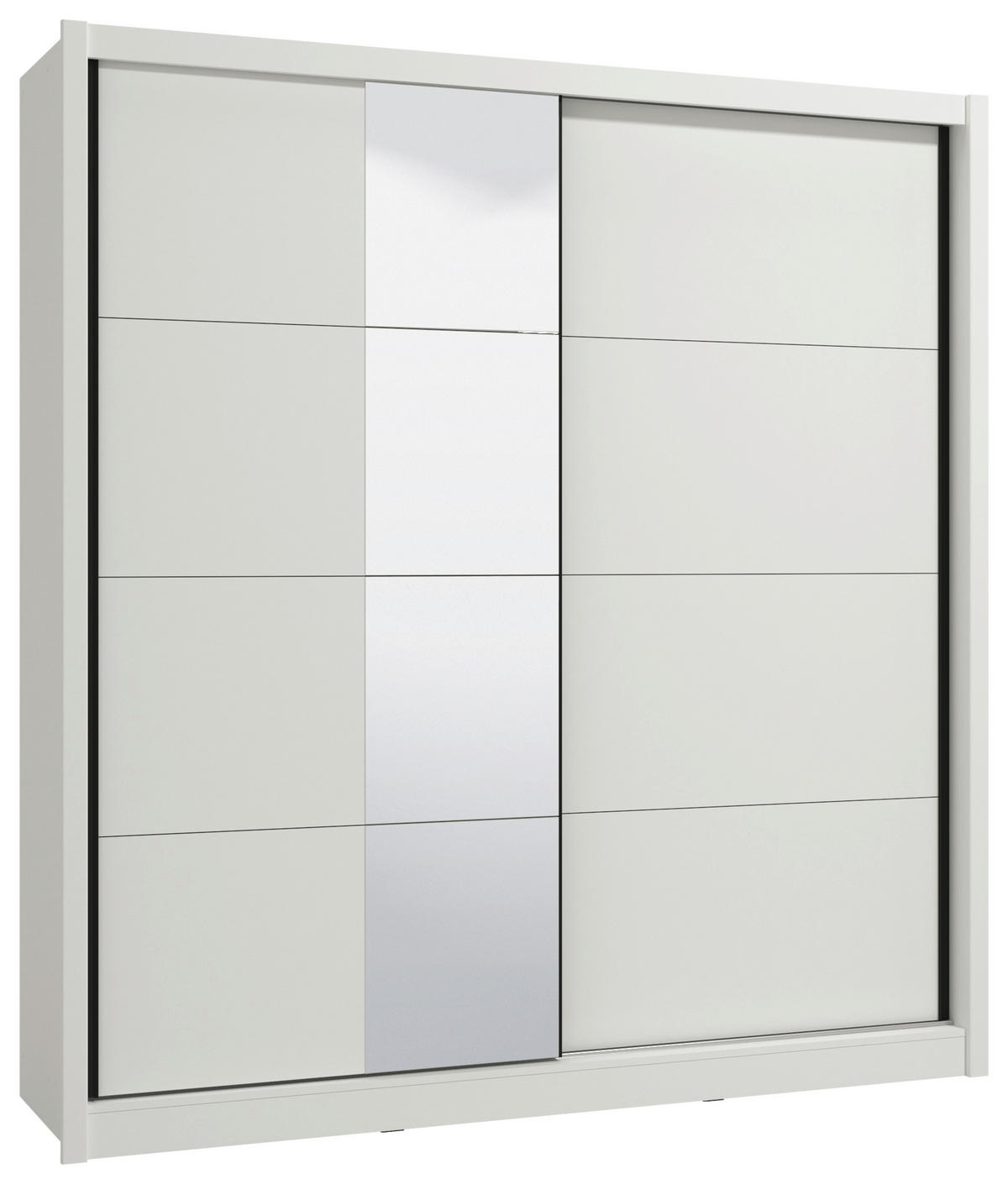 SCHIEBETÜRENSCHRANK 205/215,5/60 cm 2-türig Weiß  - Schwarz/Weiß, MODERN, Holzwerkstoff/Metall (205/215,5/60cm) - MID.YOU