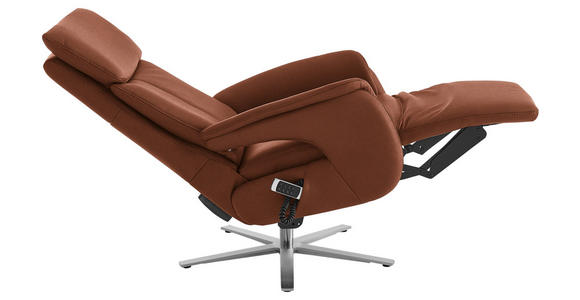 RELAXSESSEL in Leder Cognac - Edelstahlfarben/Cognac, Design, Leder/Metall (70/124/85cm) - Cantus