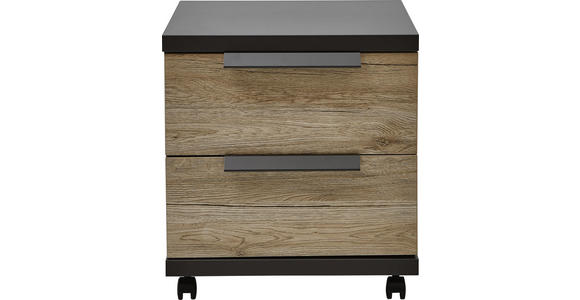 ROLLCONTAINER - Eichefarben/Graphitfarben, KONVENTIONELL, Holzwerkstoff/Kunststoff (48/52/42cm) - Voleo