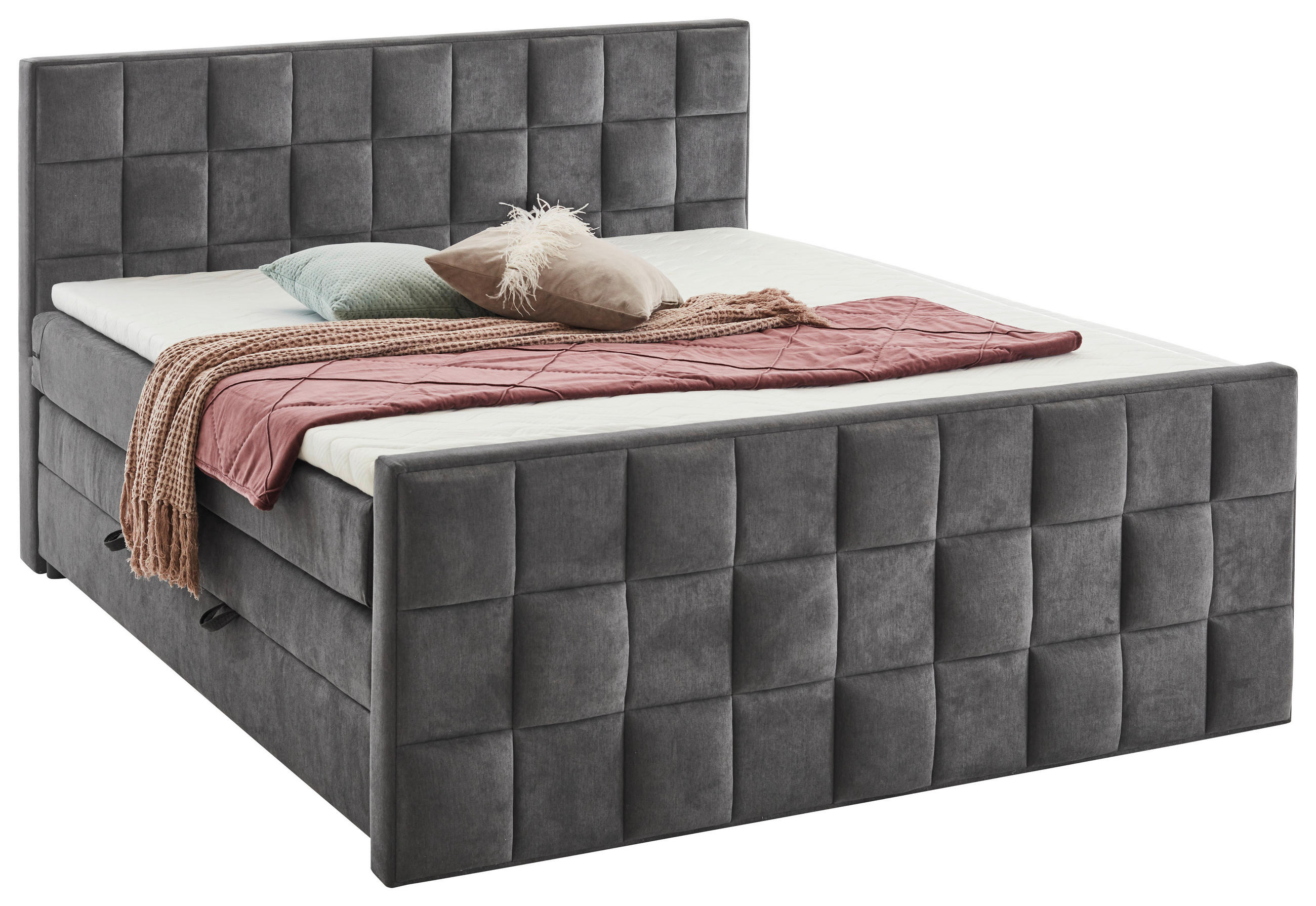 BOXSPRINGBETT 180/200 cm  in Grau  - Grau, MODERN, Kunststoff/Textil (180/200cm) - MID.YOU