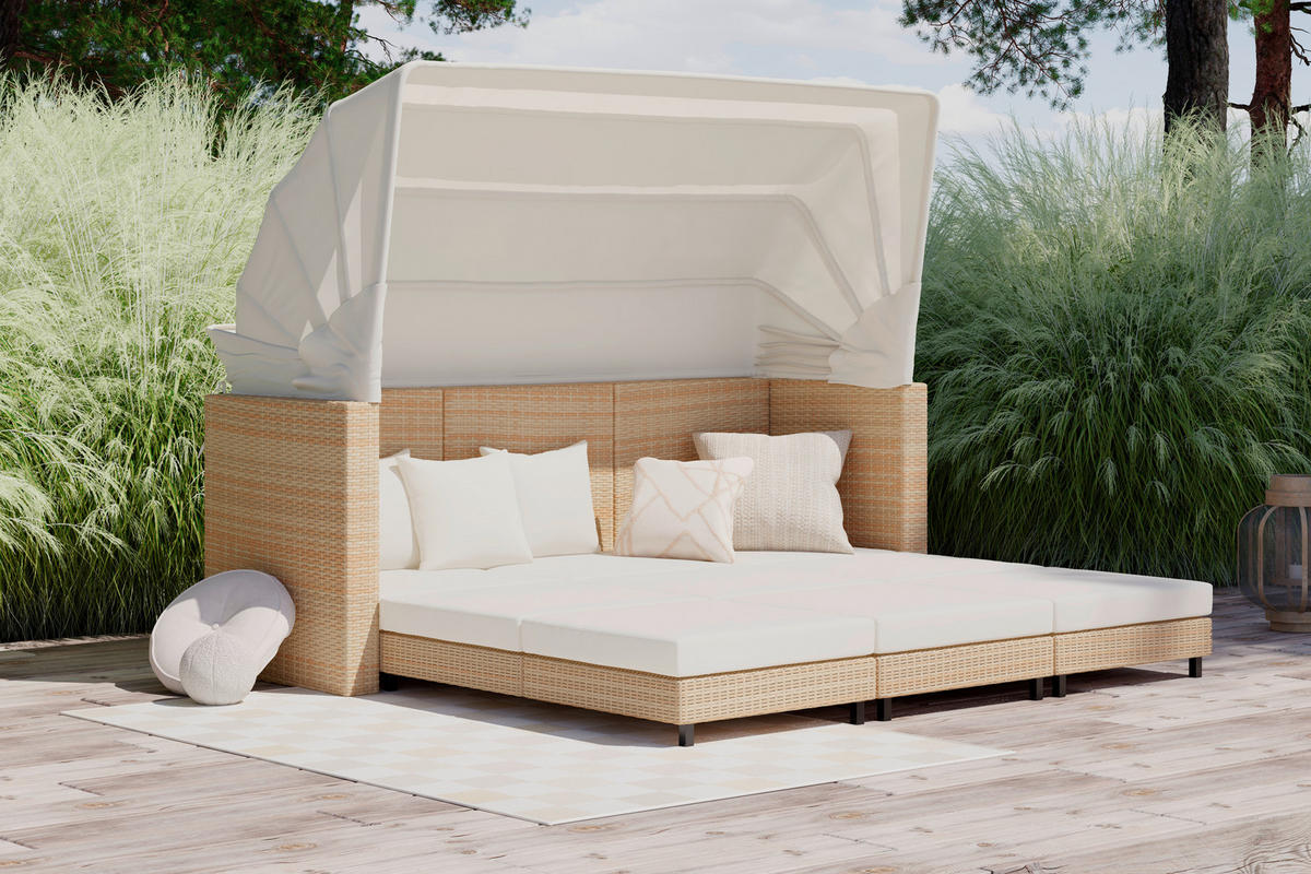 LOUNGEGARNITUR   200/159/75 cm Eisen  - Beige/Creme, MODERN, Kunststoff/Textil (200/159/75cm) - Ambia Garden