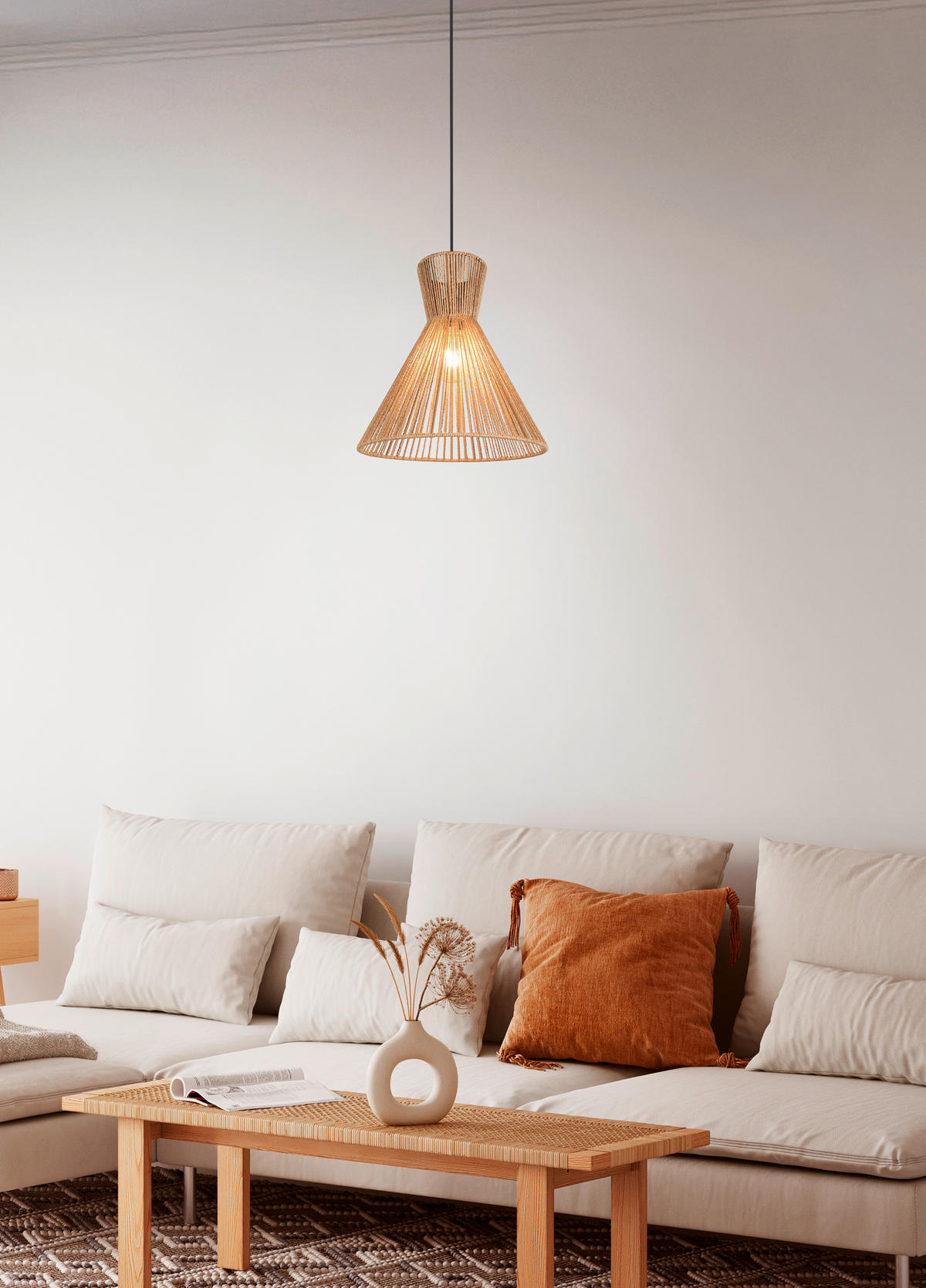 Lampă Suspendată 35/150 cm  - maro/negru, Natur, materiale naturale (35/150cm)